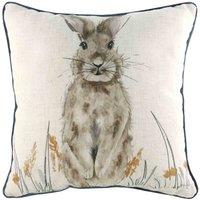 Evans Lichfield Oakwood Hare Square Filled Cushion, Cream
