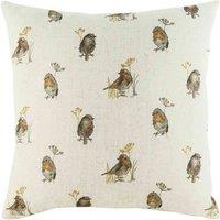 Evans Lichfield Oakwood Robin Filled Cushion, Cream