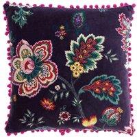 Paoletti Palampur Floral Velvet Filled Cushion, Multi