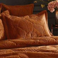 Paoletti Palmeria Quilted Velvet Pillowcase, Orange