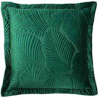 Paoletti Palmeria Quilted Velvet Filled Cushion, Green