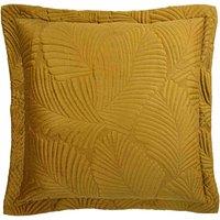 Paoletti Palmeria Quilted Velvet Filled Cushion, Yellow