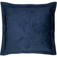 Paoletti Palmeria Quilted Velvet Filled Cushion, Blue
