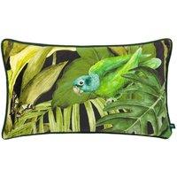 Wylder Tropics Psitta Velvet Piped Filled Cushion, Green