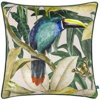 Wylder Tropics Rampha Velvet Piped Filled Cushion, Green