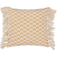 Yard Saku Blossom Fringed Filled Cushion, Yellow