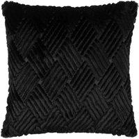 Paoletti Sonnet Cut Faux Fur Filled Cushion, Black