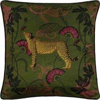 Paoletti Tropica Cheetah Polyester Filled Cushion, Green