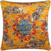 Wylder Tropics Tigerscope Velvet Piped Polyester Filled Cushion, Gold
