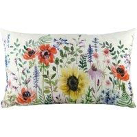 Evans Lichfield Wild Flowers Emma Rectangular Polyester Filled Cushion, Green