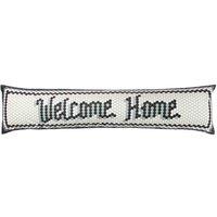 furn. Furn. Welcome Home Mosaic Message Velvet Polyester Filled Draught Excluder, Black