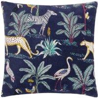 Wylder Tropics Wilds Tropical Cotton Polyester Filled Cushion, Blue