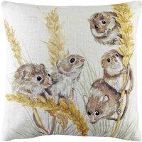 Evans Lichfield Woodland Fieldmice Polyester Filled Cushion, Yellow