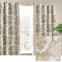Wylder Nature Woodlands Floral Jacquard Eyelet Curtains, Cream