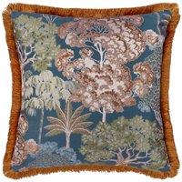 Wylder Nature Woodlands Floral Jacquard Polyester Filled Cushion, Blue