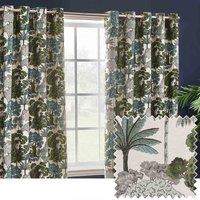 Wylder Nature Woodlands Floral Jacquard Eyelet Curtains, Green