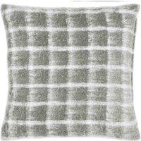 Yard Yarrow Check Faux Mohair Check Polyester Filled Cushion, Grey