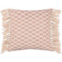 Yard Saku Blossom Fringed Filled Cushion, Red