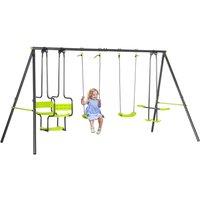 Outsunny Garden Swing Set with Double Swings, Green