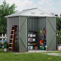 Livingandhome 7ft Sanctuary Metal Storage Shed - Grey