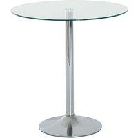 HOMCOM Round Dining Table Bistro Pub Counter W Tempered Glass Top For Kitchen, Silver