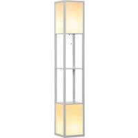 HOMCOM Shelf Floor Lamp With Dual Light For Living Room Bedroom Black, Grey