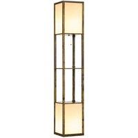 HOMCOM Shelf Floor Lamp With Dual Light For Living Room Bedroom Brown, Brown
