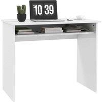 HOMCOM Computer Desk Writing Table Study Workstation Storage High Gloss White, Multi