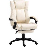 Vinsetto Executive Home Office Chair High Back Recliner With Foot Rest Cream, Cream