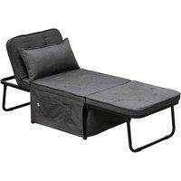 HOMCOM Folding Sleeper Chair Bed With Pillow And Side Pockets Charcoal Grey, Grey