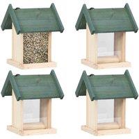 vidaXL Bird Feeders 4 pcs Firwood, Cream