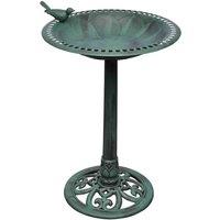 vidaXL Bird Bath with Decorative Bird, Green
