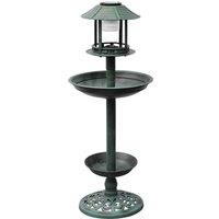 vidaXL Bird Bath/ Feeder with Solar Light, Green