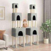 vidaXL Cat Tree w/ Sisal Scratching Posts Light Grey 199cm, Grey