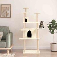 vidaXL Cat Tree w/ Sisal Scratching Posts Cream 166cm, Cream