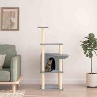 vidaXL Cat Tree w/ Sisal Scratching Posts Light Grey 132cm, Grey