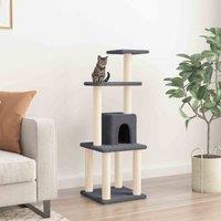 vidaXL Cat Tree w/ Sisal Scratching Posts Dark Grey 105cm, Grey
