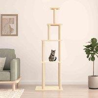 vidaXL Cat Tree w/ Sisal Scratching Posts Cream 183cm, Cream