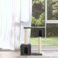 vidaXL Cat Tree w/ Sisal Scratching Posts Dark Grey 60cm, Grey