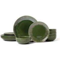 Mikasa Jardin 12-piece Stoneware Dinner Set Green, White