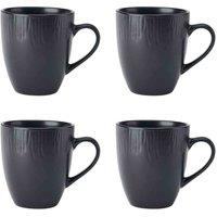 Mikasa Jardin Midnight Stoneware Mugs Set Of 4 420Ml Black, White