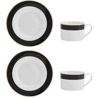 Mikasa Luxe Deco China Tea Cups And Saucers Set Of 2 200Ml, White