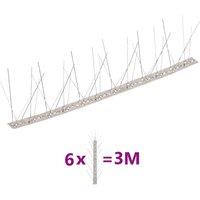 vidaXL 5-row S/Steel Bird & Pigeon Spikes Set of 6 3 m, Silver