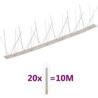 vidaXL 5-row S/Steel Bird & Pigeon Spikes Set of 20 10 m, Silver