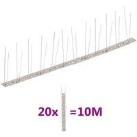 vidaXL 2-row S/Steel Bird & Pigeon Spikes Set of 20 10 m, Silver