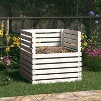 vidaXL Composter White 80x80x78cm Solid Wood Pine, White