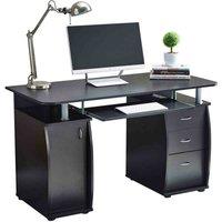 RayGar Wicklow Deluxe Computer Desk With 3 Drawers And Cabinet - Black, Black