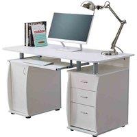 RayGar Wicklow Deluxe Computer Desk With 3 Drawers And Cabinet - White, White