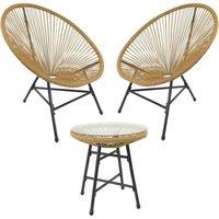 Southbury Designer Egg String Chair Bistro Garden Set - Natural, Brown
