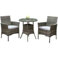 Venice Deluxe Rattan 2 Seater Round Bistro Set - Grey, Grey